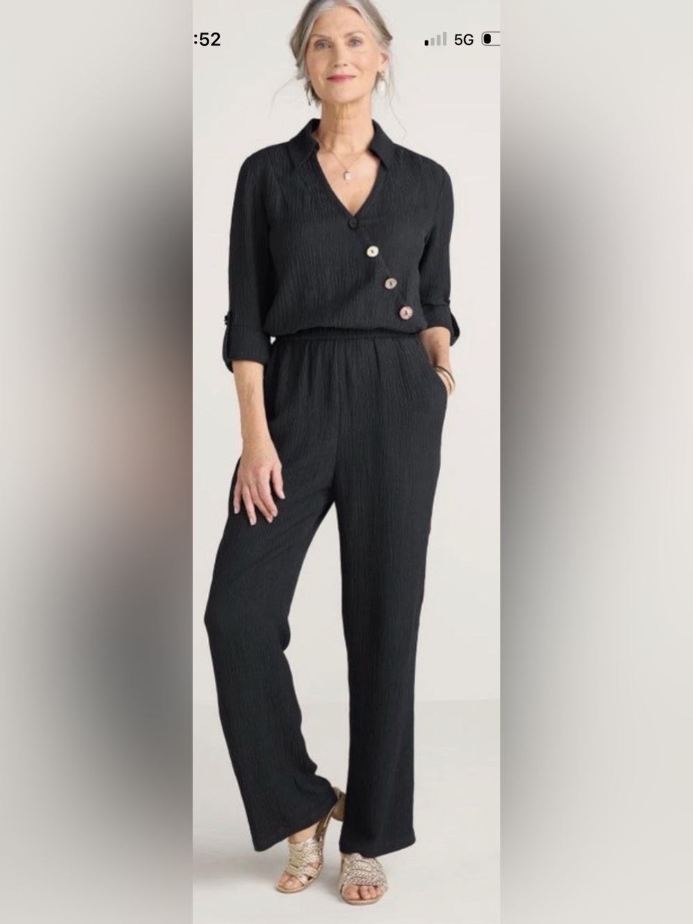 Soft Surroundings Jumpsuit Lagenlook Size PSmall‎ Ramie Blend Gauzy Timeless